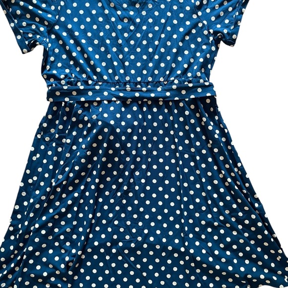 J. Jill Wearever Women's Polka Dot Atlantic Midi Dress‎ Career Blue Petite XL - Picture 7 of 7